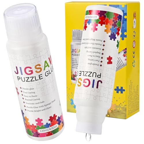 Tigvio 2 Stück Puzzlekleber, Puzzle Kleber 2 X 120 ml, Puzzle Kleber Transparent mit Schwammkopf, Puzzlekleber für 1000 Teile, Puzzle Glue um Puzzle zu Fixieren und Aufzuhängen, Puzzle Klebefolie von Tigvio