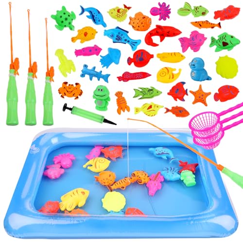 Tigvio Angeln Spielzeug, 42 Stück Angelspiel Badespielzeug, Fische Angeln Wasserspielzeug Kinder, Angel Kinder Spiel mit Aufblasbarer Becken, Magnet Fischen Angelspiel für Kinder ab 3 4 5 6 Jahre Tigvio Angeln Spielzeug, 42 Stück Angelspiel Badespielzeug, Fische Angeln Wasserspielzeug Kinder, Angel Kinder Spiel mit Aufblasbarer Becken, Magnet Fischen Angelspiel für Kinder ab 3 4 5 6 Jahre von Tigvio