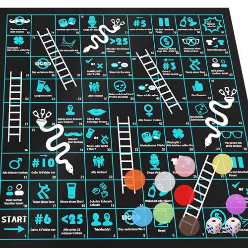 Tigvio Brettspiele Set, Trinkspiel Brettspiele Erwachsene mit Spielmatte, Trinkspiele Partyspiele ab 18, Gesellschaftsspiele Würfelspiele mit Würfel & Plastikmünzen für Festival Partyartikel Tigvio Brettspiele Set, Trinkspiel Brettspiele Erwachsene mit Spielmatte, Trinkspiele Partyspiele ab 18, Gesellschaftsspiele Würfelspiele mit Würfel & Plastikmünzen für Festival Partyartikel von Tigvio