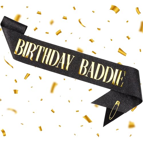 TIHEBAX Birthday BADDIE Schärpe, Schwarz Glitzer Geburtstag Schärpe mit Silberfolie Lustige Geburtstag Schärpe für Frauen Männer Mädchen Geburtstag Dekorationen Geburtstag Party Favors Supplies TIHEBAX Birthday BADDIE Schärpe, Schwarz Glitzer Geburtstag Schärpe mit Silberfolie Lustige Geburtstag Schärpe für Frauen Männer Mädchen Geburtstag Dekorationen Geburtstag Party Favors Supplies von Tihebax