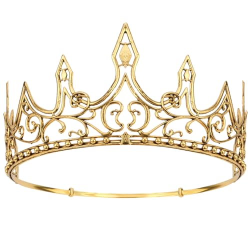 Tihebax Königskronen für Männer, Einstellbare Größe Royal Mittelalter Gold Krone Tiara für Männer Alter Prinz König Kostüm Geburtstag Party Cosplay Tihebax Königskronen für Männer, Einstellbare Größe Royal Mittelalter Gold Krone Tiara für Männer Alter Prinz König Kostüm Geburtstag Party Cosplay von Tihebax