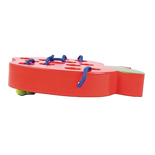 Tihebeyan Essen von Obstfadenspielzeug mit Hoher Haltbarkeit Holzspielzeug Zum Erkennen von Farben und Formen (Apfelmuster) von Tihebeyan