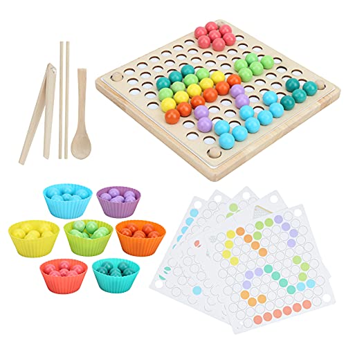 Tihebeyan Hölzerne -Puzzle -Board Trainingset, Bildungsspielzeug für Konzentrationstraining für 3+ (YF-Xiaoxiaolejia Perlen Zwei-in-eins) von Tihebeyan