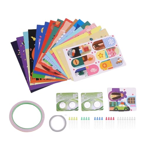 Tihebeyan Leiterplatte für Kinder, Kinderpapierschirmplatten DIY Glühen Grußkarten -Kit mit LED -Leuchten - Batterien Leitfähiges Band von Tihebeyan