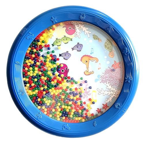 Tihebeyan Wave Perle Ocean Drum Bildung Plastik Percussion für Kinder Erwachsene, Charmanter Klang Attraktive Designreise Warten, Plastik (6in Blue Sea Horse Muster) von Tihebeyan