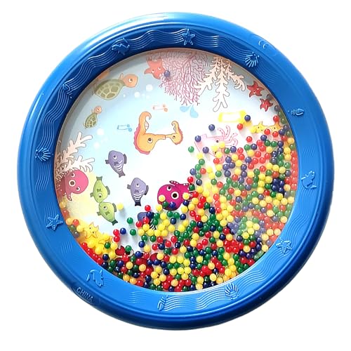 Tihebeyan Wave Perle Ocean Drum Bildung Plastik Percussion für Kinder Erwachsene, Charmanter Klang Attraktive Designreise Warten, Plastik (8in blaues Fischpferdmuster) von Tihebeyan