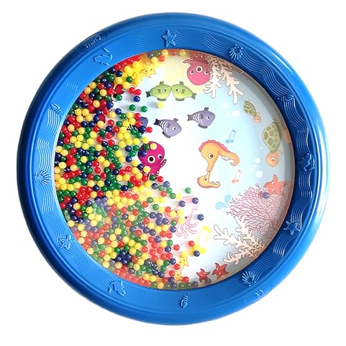 Tihebeyan Wave Perle Ocean Drum Bildung Plastik Percussion für Kinder Erwachsene, Charmanter Klang Attraktive Designreise Warten, Plastik (8in blaues Fischpferdmuster) von Tihebeyan