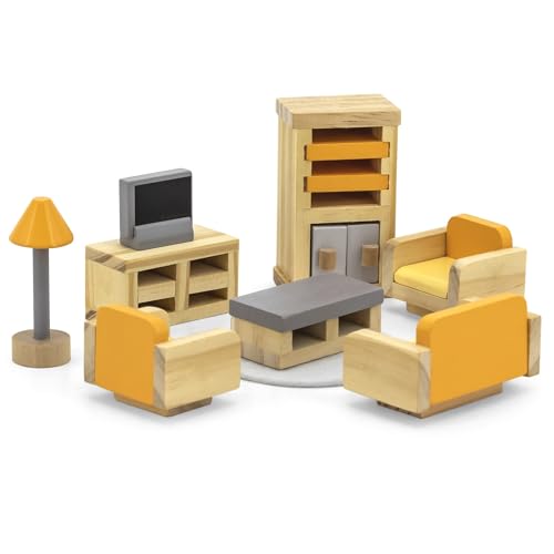 Puppenhaus Möbel aus Holz Puppenstube für Biegepüppchen Puppenmöbel Set Wohnzimmer von TikTakToo