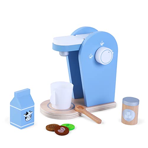 TikTakToo Frühstücksset Kinder Kaffeemaschine Toaster Spielset aus Holz mit viel Zubehör passend zu Allen Kinderspielküchen Kinderküchen Spielzeug (Espressomaschine mit Zubehör) von TikTakToo