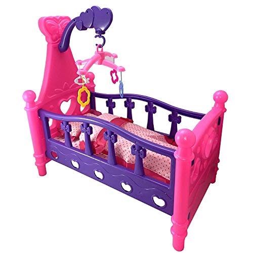 TikTakToo Großes Puppenbett mit Kissen + Decke Karussell 3in1 Kinder Puppenwiege Bettwäsche ohne Puppe Puppenmöbel Puppenzubehör von TikTakToo