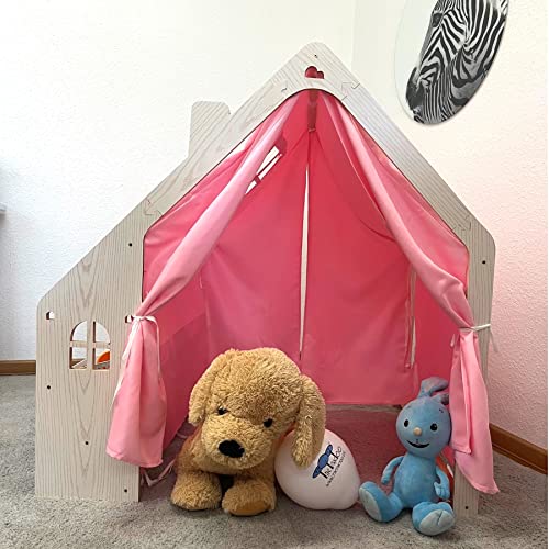 TikTakToo Kinderspielhaus Tippi Kinderzelt Indoor Spielzelt für Kinder mit Stoffdach rosa oder blau (Stoffdach rosa) von TikTakToo