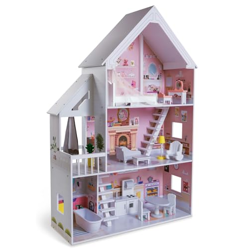 TikTakToo Puppenhaus Puppenstube Traum Villa Set aus Holz aus MDF-Holz, Höhe 126,5 cm, für Puppen bis 29 cm geeignet TikTakToo Puppenhaus Puppenstube Traum Villa Set aus Holz aus MDF-Holz, Höhe 126,5 cm, für Puppen bis 29 cm geeignet von TikTakToo
