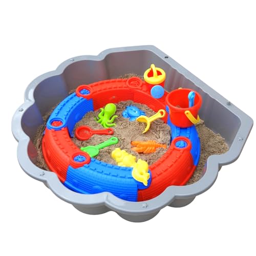 Wassermuschel Grau mit Sandkasten, Eimer, Förmchen, Harke, Gießkanne Wassermuschel Grau mit Sandkasten, Eimer, Förmchen, Harke, Gießkanne von TikTakToo