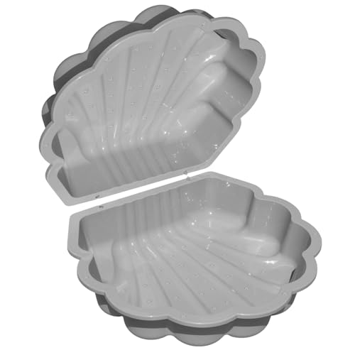 Wassermuschel Sandmuschel Sandkasten 2-teilig aus Kunststoff Muschel mit Deckel (hellgrau) von TikTakToo
