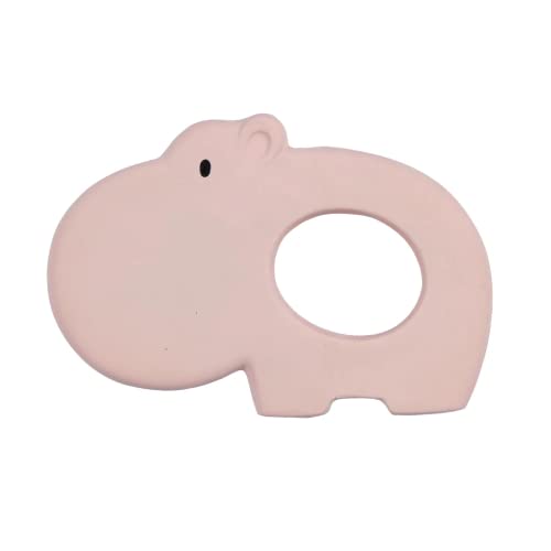 Tikiri 8591503 Beissring Nilpferd aus Naturkautschuk Greifling für Babys Babyspielzeug, Rosa von Tikiri