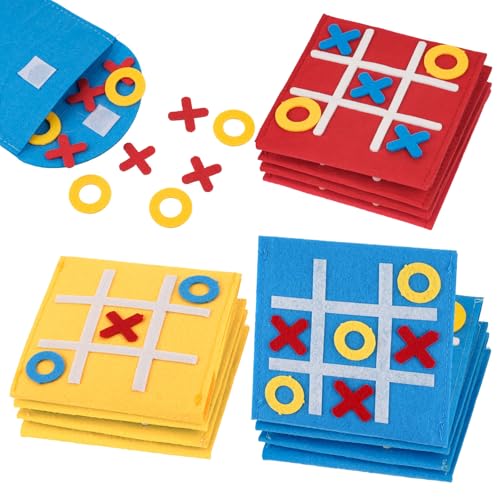 12 Stück Tic Tac Toe Spiel, Mini-Brettspiel Spielzeug, Bunt Tic Tac Mini Spielzeug, Filz Brettspiel für Kinder, Filz Mini Brettspiel Spielzeug, für Geburtstag Party, Puzzle-Mini-Spiele(12x12cm) von Tikplus