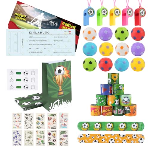 FußBall Mitgebsel, 70 Stück Fußball Mitgebsel Geburtstag Junge, FußBall Party Mitgebsel Kinder Mit Einladungskarten, Geschenktüten, Pfeifen, Tatoo, FußBall Kindergeburtstag für Junge Und MäDchen FußBall Mitgebsel, 70 Stück Fußball Mitgebsel Geburtstag Junge, FußBall Party Mitgebsel Kinder Mit Einladungskarten, Geschenktüten, Pfeifen, Tatoo, FußBall Kindergeburtstag für Junge Und MäDchen von Tikplus