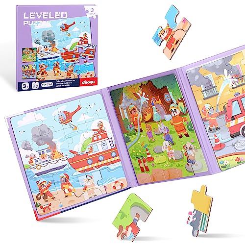 Magnet Kinderpuzzle, Magnete Puzzle Buchen für Kinder 3 4 5 Jahren, Schwierigkeitsgrade Lernspielzeug (Feuerwehr) von Tikplus