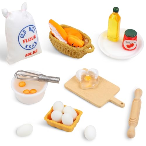 Tikplus Miniatur Wichtel Zubehör, 1/12 Puppenhaus Zubehör, Mini-Brot Mehlsack Schneebesen Eier Nudelholz Ölflasche, Küche Möbel Wichtel Zubehör Weihnachten Wichtelhaus Zubehör Tikplus Miniatur Wichtel Zubehör, 1/12 Puppenhaus Zubehör, Mini-Brot Mehlsack Schneebesen Eier Nudelholz Ölflasche, Küche Möbel Wichtel Zubehör Weihnachten Wichtelhaus Zubehör von Tikplus