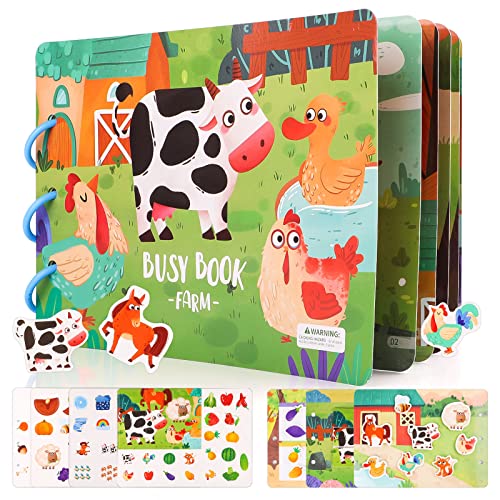 Tikplus Montessori Quiet Book, Bauernhof-Thema Busy Book Reisespiele ab 2 Jahre, Puzzle Buch Pädagogisches Spielzeugbuch für Kinder Vorschule, Kleinkind,Toddler 2 3 4 von Tikplus