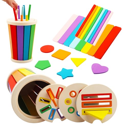Tikplus Montessori Spielzeug, 3 In 1 Holz Farbe Form Sortierspielzeug, Kinder Holzspielzeug Sortierspiel, Sensorik Steckspiel ab 1 Jahr, Holz Sortier & Stapelspielzeug, für Mädchen Jungen Tikplus Montessori Spielzeug, 3 In 1 Holz Farbe Form Sortierspielzeug, Kinder Holzspielzeug Sortierspiel, Sensorik Steckspiel ab 1 Jahr, Holz Sortier & Stapelspielzeug, für Mädchen Jungen von Tikplus