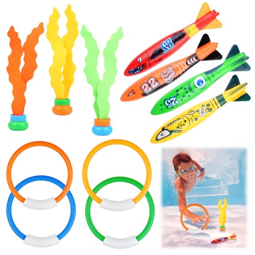 Tikplus Tauchspielzeug für Kinder Set, 11 Stück Pool Spielzeug Kinder, Tauchringe, Algenspielzeug, Haiförmiges Spielzeug, Wasserspielzeug, Tauchtiere Schwimmspielzeug für Training, Sommer Poolparty Tikplus Tauchspielzeug für Kinder Set, 11 Stück Pool Spielzeug Kinder, Tauchringe, Algenspielzeug, Haiförmiges Spielzeug, Wasserspielzeug, Tauchtiere Schwimmspielzeug für Training, Sommer Poolparty von Tikplus