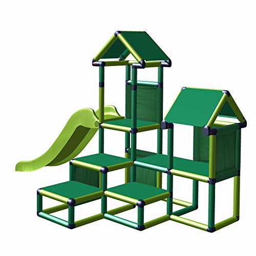 move and stic Spielturm Kletterturm Gesa mit Rutsche für Kleinkinder mit Kriechtunnel Mas (grün apfelgrün) von move and stic