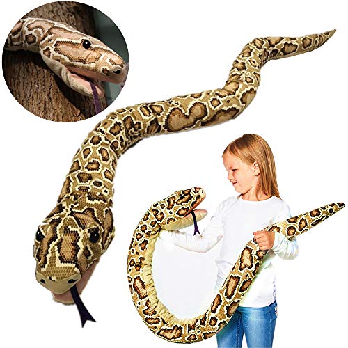 Tikwisdom 170CM High simulation Super long Brown python Soft Plush Toys, Large Stuffed Animals Hand puppet toy (big hand and small hand are suitable) von Tikwisdom