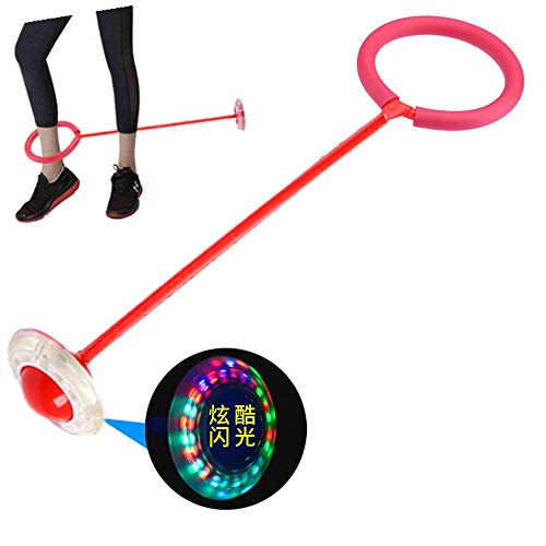 Tikwisdom LED Single Leg Blinkende Rad Springen Kinder Ball Outdoor Spiele Energetisch - Kinder Hüpfen Ball Fußball Spielzeug Swing Ball (Rot) von Tikwisdom