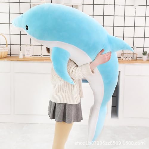 Tikwisdom Plüschtier-Delphin,Delphin Plüschkissen,Superweiche Puppe,Meerestier Plüschspielzeug Kinder Schlafkissen Geschenk. (Blau 120cm lang) von Tikwisdom