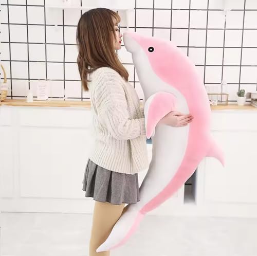 Tikwisdom Plüschtier-Delphin,Delphin Plüschkissen,Superweiche Puppe,Meerestier Plüschspielzeug Kinder Schlafkissen Geschenk. (Rosa 100cm lang) von Tikwisdom