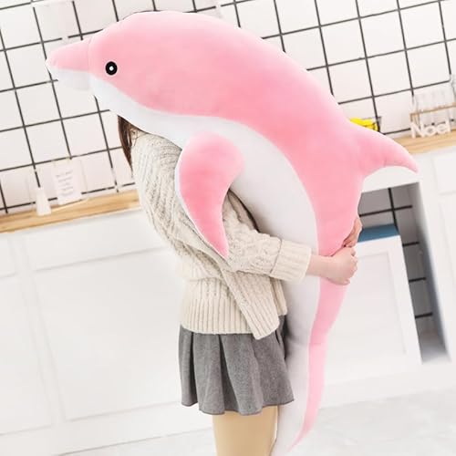 Tikwisdom Plüschtier-Delphin,Delphin Plüschkissen,Superweiche Puppe,Meerestier Plüschspielzeug Kinder Schlafkissen Geschenk. (Rosa 120cm lang) von Tikwisdom
