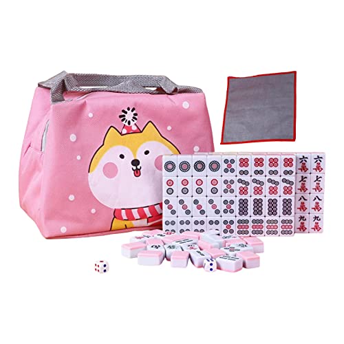 Chinesisches Mahjong Spielset mit 144 Spielsteinen, Würfeln für Jungen und Mädchen, Erwachsene, Rosa, 25 mm Chinesisches Mahjong Spielset mit 144 Spielsteinen, Würfeln für Jungen und Mädchen, Erwachsene, Rosa, 25 mm von Timcryxient