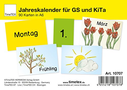 TimeTEX Jahreskalender für Grundschule und Kita - 90 Karten A6 zum individuellen Zusammenlegen - 10707 von TimeTEX