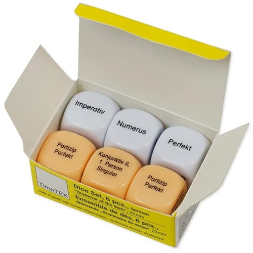 TimeTEX Würfel-Set Deutsch Grammatik des Verbs - 6 teilig - für den Deutsch-Unterricht - aus Kunststoff - 20 mm - 92638 von TimeTEX