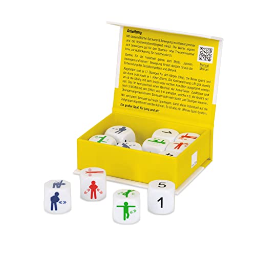 TimeTEX Würfel-Set Bewegung 12-TLG, 20 mm in Box | Lehrerbedarf | Schulbedarf | Fitness Würfel | Bewegungsübung von TimeTEX
