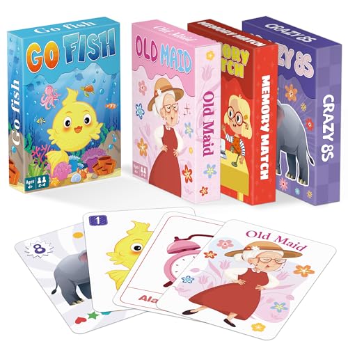 Timenued Kartenspiele für Kinder, Go Fish,Old Maid, Slap Jack und Memory Match, 4 Decks in 1 Packung Timenued Kartenspiele für Kinder, Go Fish,Old Maid, Slap Jack und Memory Match, 4 Decks in 1 Packung von Timenued
