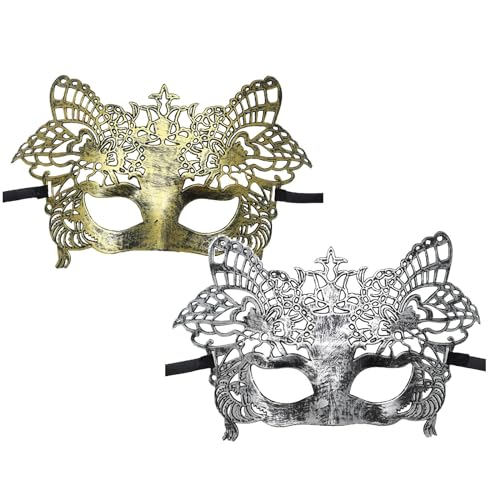 TinaDeer 2 Stück Venezianische Maske Damen Herren Paar Maskenball Masken Unisex Masquerade Mask Kostüm für Halloween Karneval Faschings Party von TinaDeer