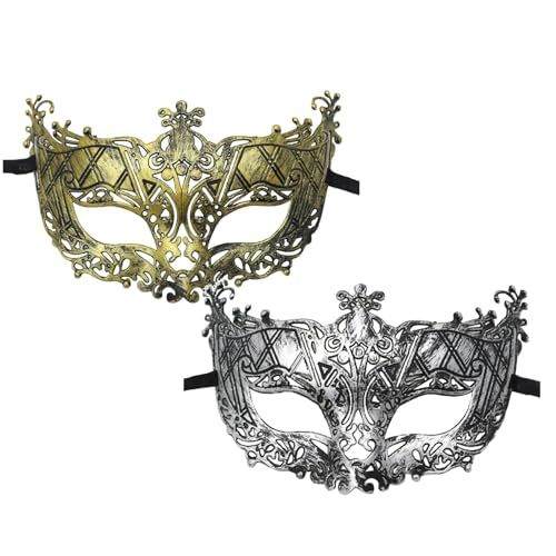 TinaDeer 2 Stück Venezianische Maske Damen Herren Paar Maskenball Masken Unisex Masquerade Mask Kostüm für Halloween Karneval Faschings Party von TinaDeer