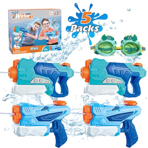 Wasserpistole für Kinder - 4 Stücke Wasserspritzpistole mit Großer Reichweite Wasserspritzpistole bis zu 8-10 Meter Super Soaker Wasserspielzeug Sommer Schwimmbad Strand. von Tindisonka