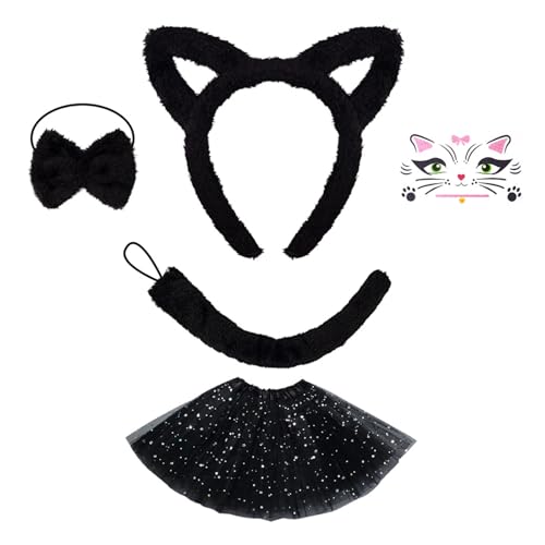 TingHaoO Katzenohren Stirnband Plüsch Schwanz Schleifen Krawatte Katzen Gesicht Aufkleber Lovely Cats Kostüm Set für Geburtstag Halloween Cosplay Party TingHaoO Katzenohren Stirnband Plüsch Schwanz Schleifen Krawatte Katzen Gesicht Aufkleber Lovely Cats Kostüm Set für Geburtstag Halloween Cosplay Party von TingHaoO