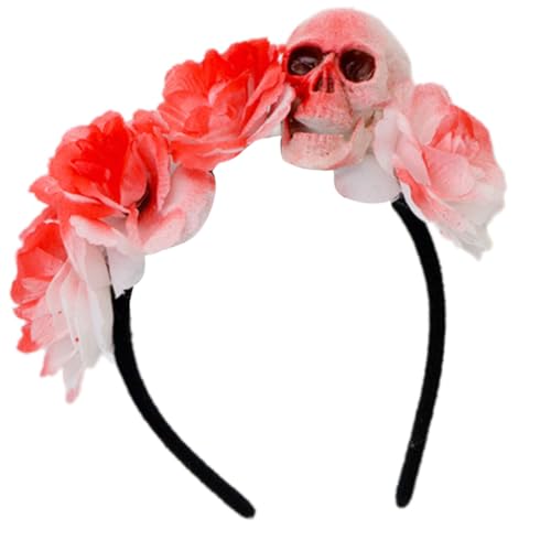TingHaoO Leichter, verstellbarer Totenkopf-Kopfschmuck mit Kunstblumenkostüm, Kopfbedeckung für Erwachsene und Kinder, Halloween-Zubehör, Gothic-Skelett, Haar-Accessoire TingHaoO Leichter, verstellbarer Totenkopf-Kopfschmuck mit Kunstblumenkostüm, Kopfbedeckung für Erwachsene und Kinder, Halloween-Zubehör, Gothic-Skelett, Haar-Accessoire von TingHaoO