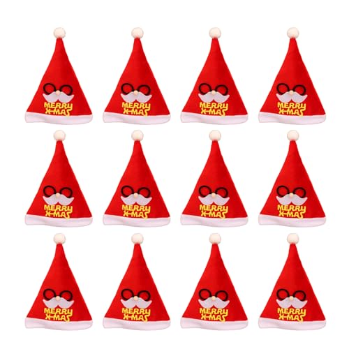 TingHaoO Set mit 12 festlichen Weihnachtsmannmützen mit weißen Krempen, Weihnachtsmannmütze, Weihnachtsfeier, Kostümzubehör TingHaoO Set mit 12 festlichen Weihnachtsmannmützen mit weißen Krempen, Weihnachtsmannmütze, Weihnachtsfeier, Kostümzubehör von TingHaoO