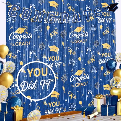 Tingjoo Folien-Fransenvorhänge, Abschlussfeier, Party-Dekoration, Klasse 2025, 1 x 2 m, Foto-Requisite, Hintergrund für Abschlussfeier, Partyzubehör, Blau, 3 Stück Tingjoo Folien-Fransenvorhänge, Abschlussfeier, Party-Dekoration, Klasse 2025, 1 x 2 m, Foto-Requisite, Hintergrund für Abschlussfeier, Partyzubehör, Blau, 3 Stück von Tingjoo