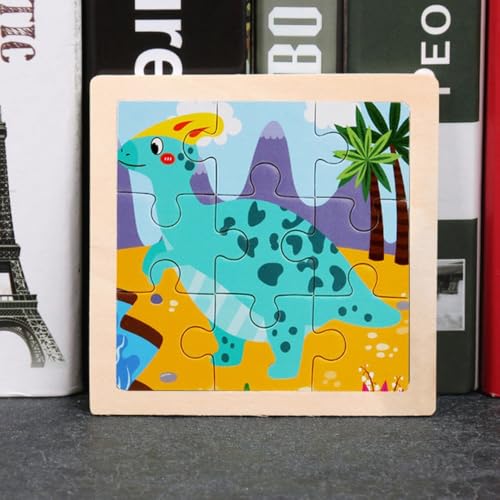 Kinder Baby Holz Puzzle Cartoon Dino 9 Teile Puzzle von Tinisu