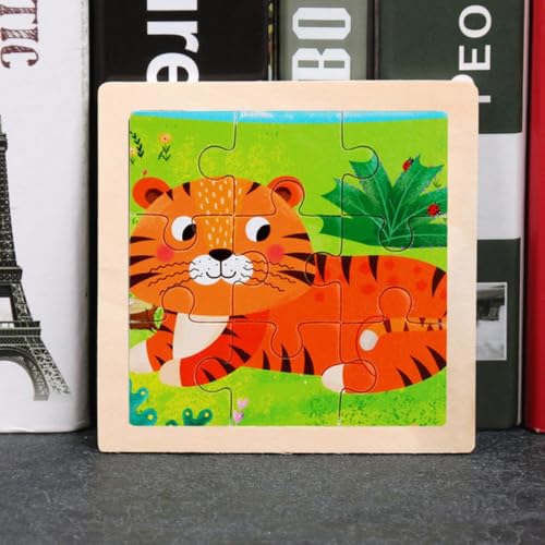 Kinder Baby Holz Puzzle Cartoon Tiger 9 Teile Puzzle von Tinisu