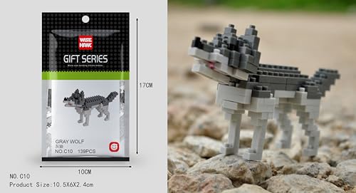 Tinisu Wolf Figur Bausteine Modell LNO Micro-Bricks von Tinisu