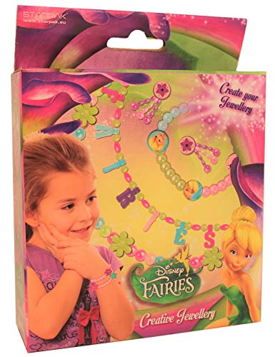 Disney Fairies Fee Tinkerbell Schmuck-Set für Ketten und Armbänder mit Perlen, Herzen, Blumen und Sticker, Kreativset für Kinder, Mädchen von Tinker Bell