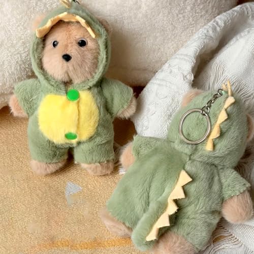 Schlüsselanhänger Plüsch Bär Kuscheltier 14 cm Einhorn, Dinosaurier, Hai Designs Anhänger Tasche Bag Charm Party Mitgebsel Plüschpuppen Spielzeug Geschenk für Kinder Mädchen Jungen (Dinosaurier) von TinkerPlay