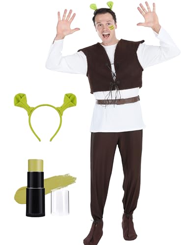 Tinnipiero 5-teiliges Halloween-Monster-Kostüm, Herren-Hemd, Weste, Hose, Schuhüberzug, Gürtel, Charakter-Outfit für Erwachsene, Cosplay, Halloween, komplettes Set (L) von Tinnipiero